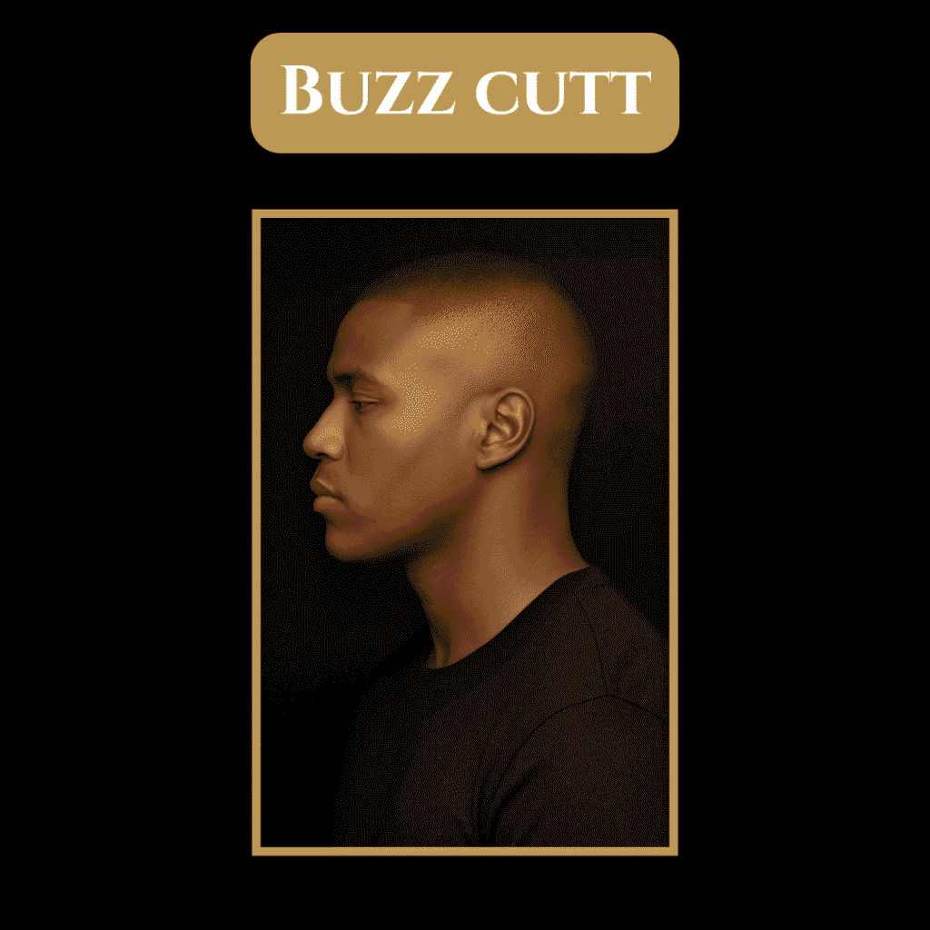 Buzz Cut – Simple and Professional Black man with a clean buzz cut—low maintenance, even-length haircut with faded sides