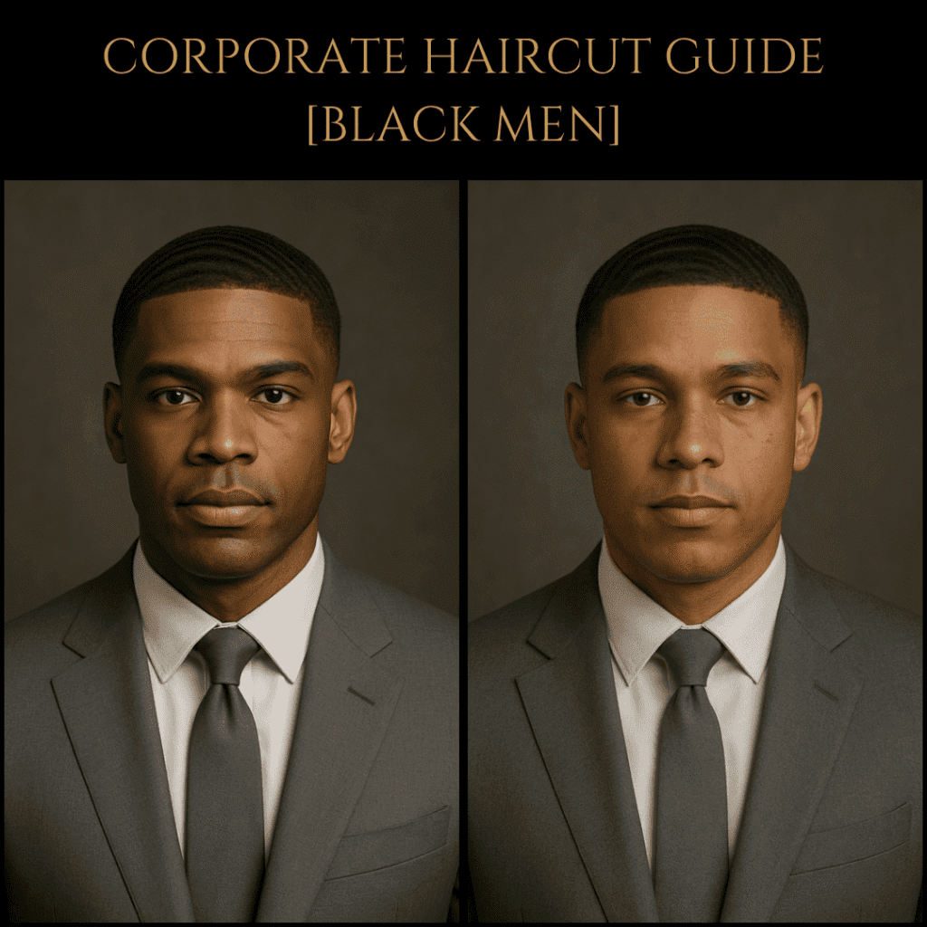Two Black men in suits with clean corporate haircuts — side-by-side professional looks