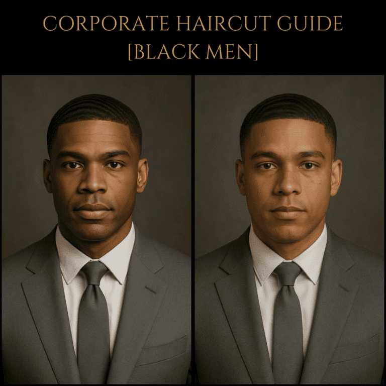 Two Black men in suits with clean corporate haircuts — side-by-side professional looks