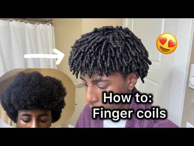 finger coils tutorial Young Black man with short 4C hair showing finger coil hairstyle in bathroom
