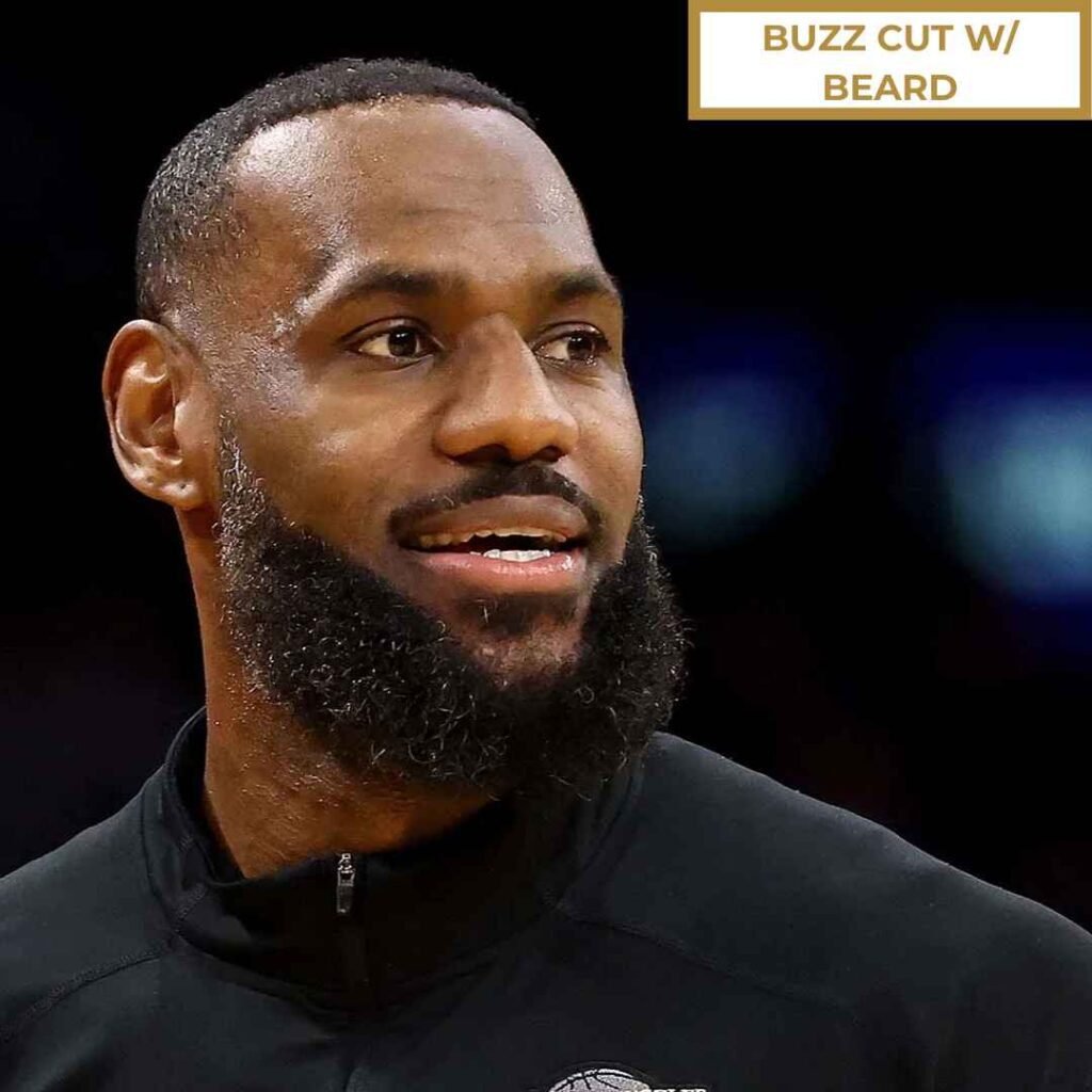 LeBron James Buzz Cut with Beard – Haircut for Receding Hairlines LeBron James buzz cut with full beard haircut for Black men with receding hairlines