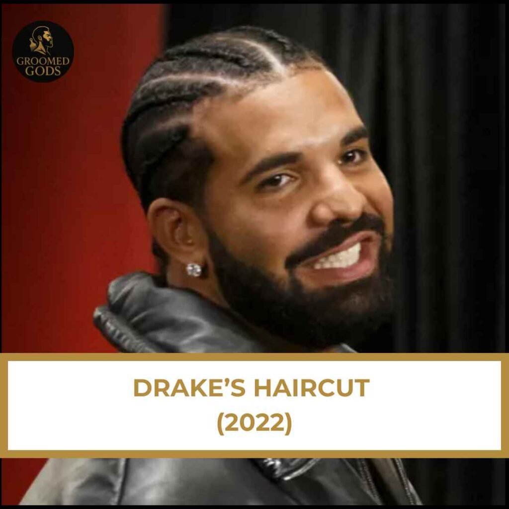 Drake Haircut 2022 – Cornrows Drake’s 2022 haircut with cornrows and a mid-taper fade.
