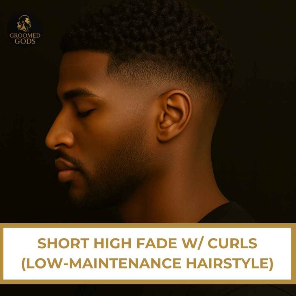 Black man with a short high fade and tight curls, side profile view.