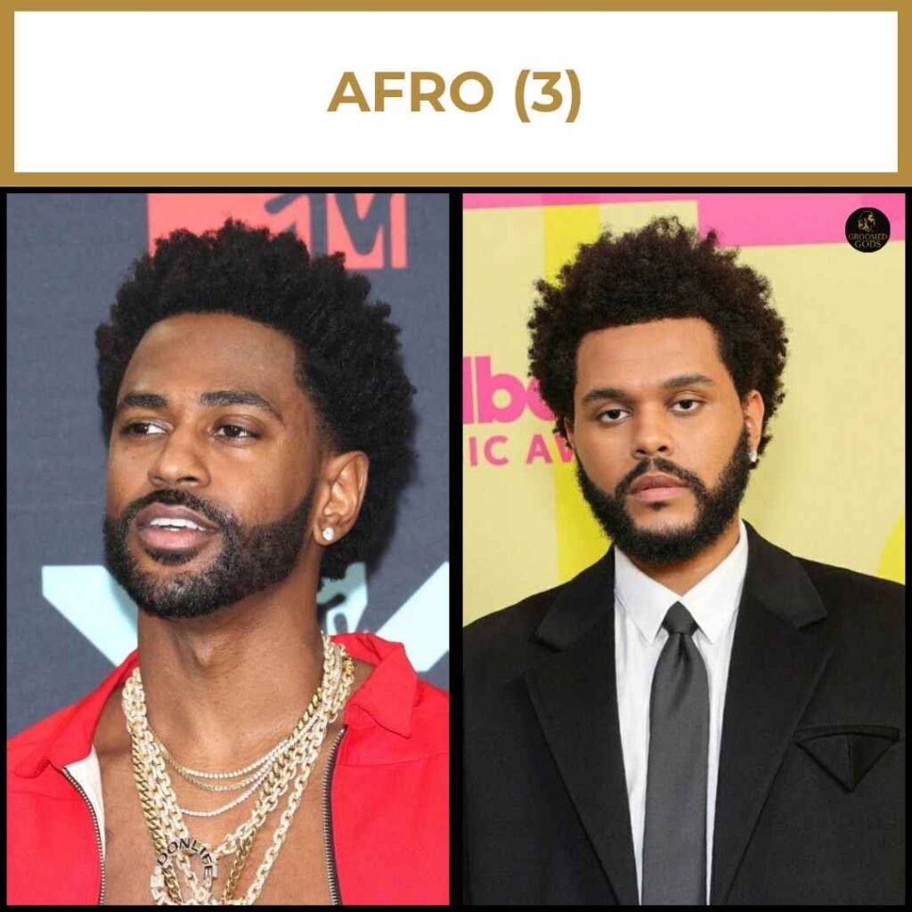 Shaped Afro Hairstyles for Black Men Big Sean and The Weeknd with shaped afro hairstyles.