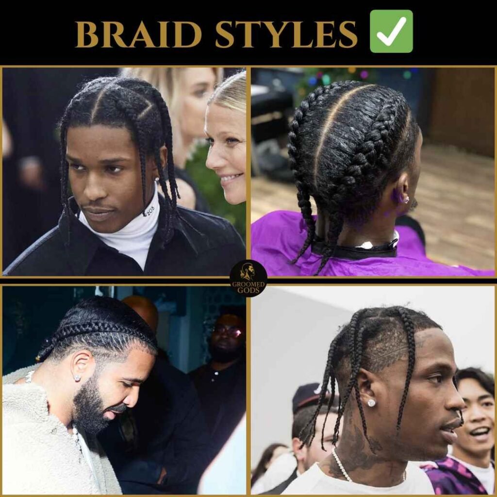 Professional braid styles for Black men featuring neat braids and corporate-friendly looks