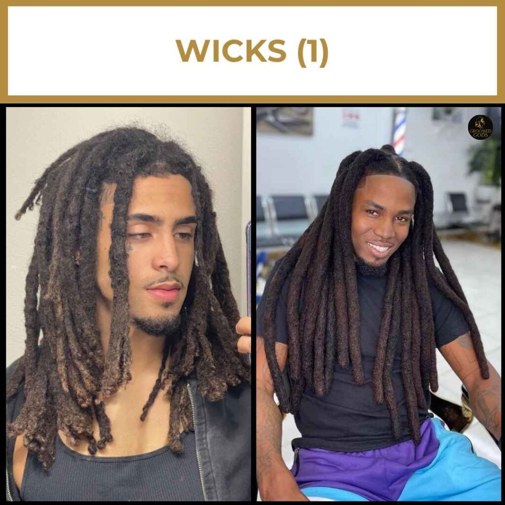 Wick Dreads for Black Men Wick dreads for Black men featuring thick, long locs with a bold and natural look.