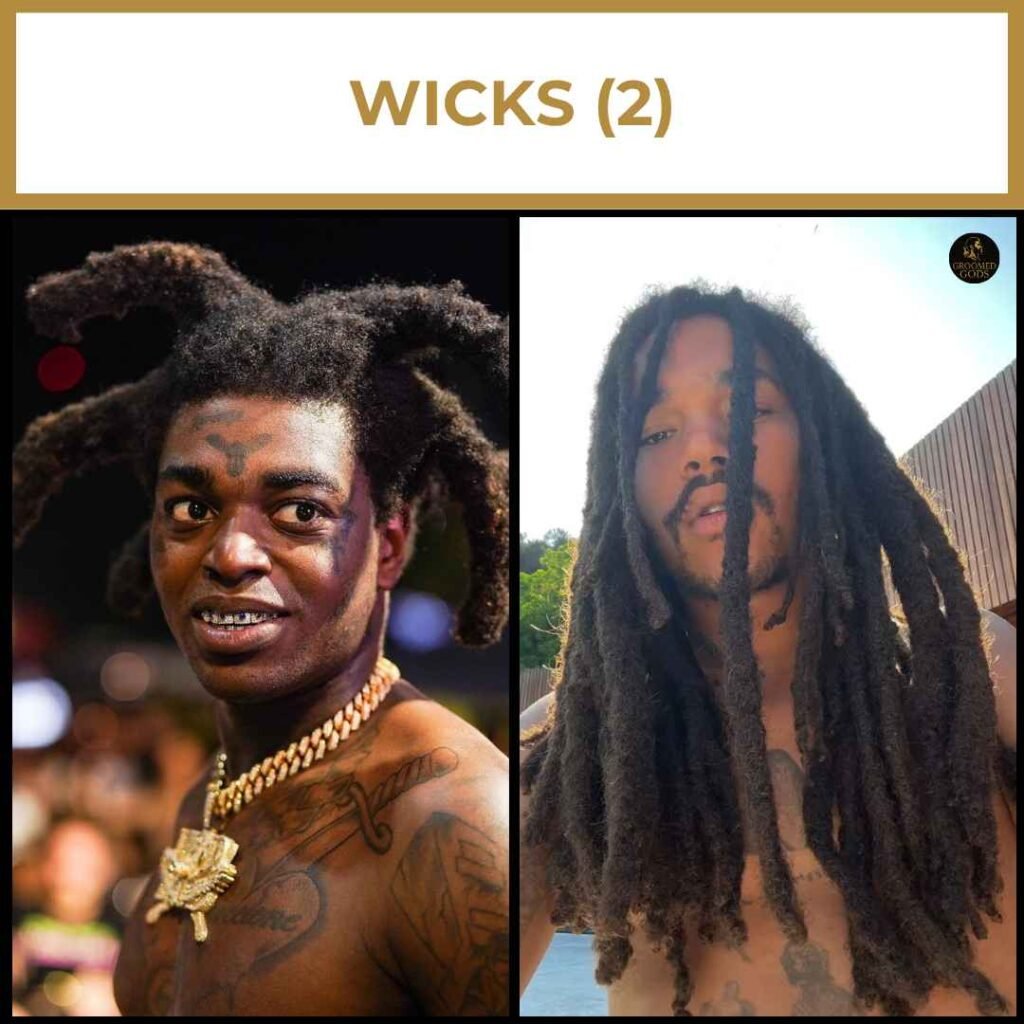 Wick Dreads for Black Men Wick dreads for Black men with thick, freeform-inspired locs, featuring both short and long versions for bold individuality.