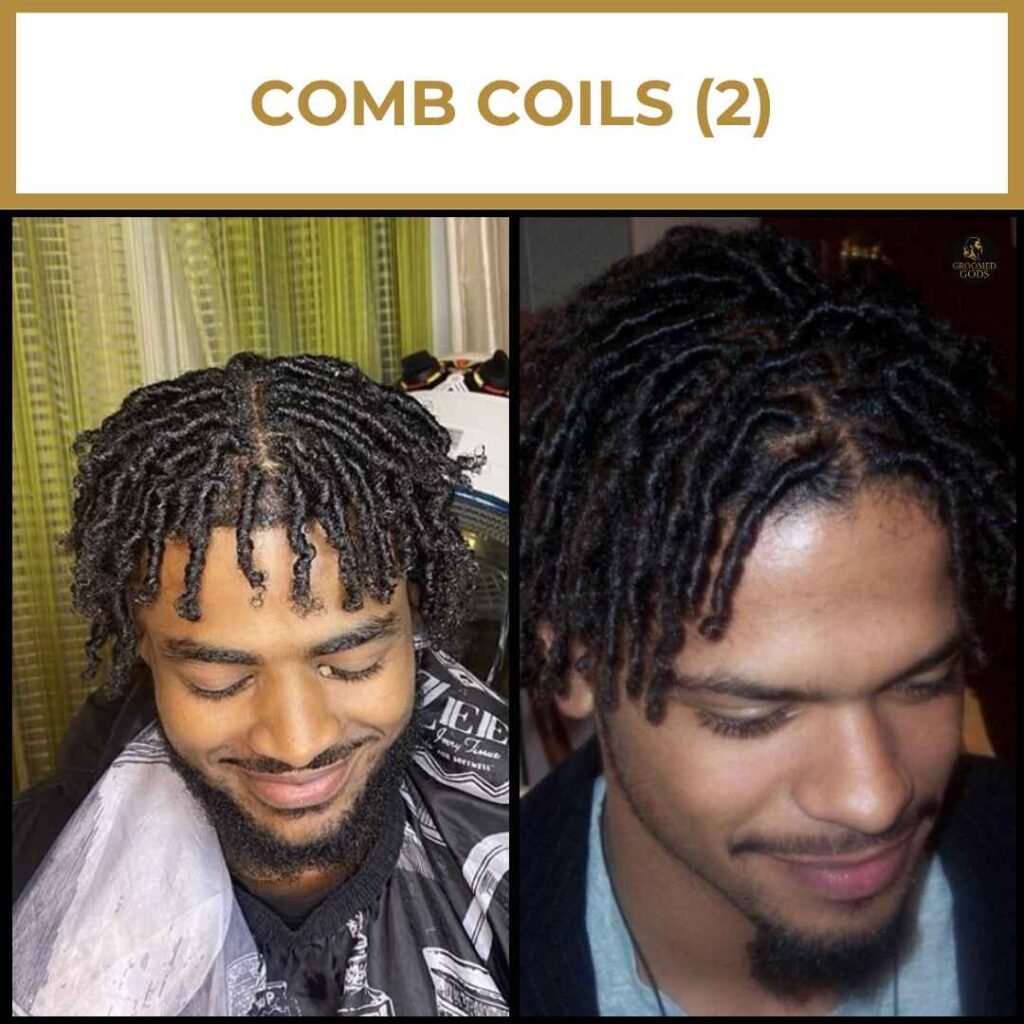 Comb Coil Dread Styles for Black Men Comb coil locs for Black men featuring medium-length twists with clean parts and a neat, defined look.