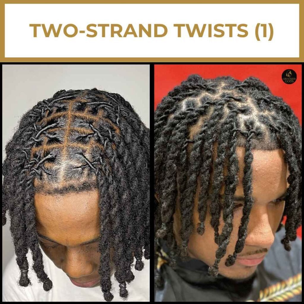 Two-Strand Twist Dreads for Black Men Two-strand twist dreadlocks for Black men featuring medium-length twists with clean parting and defined texture.