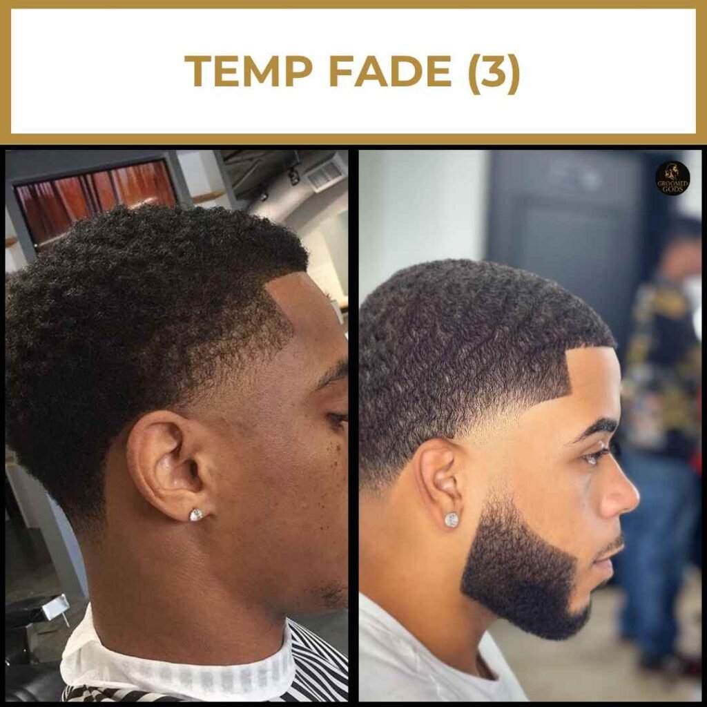 Temp Fade Haircuts for Black Men Two Black men with sharp temp fade haircuts, showing clean edges, faded sides, and shaped beards.