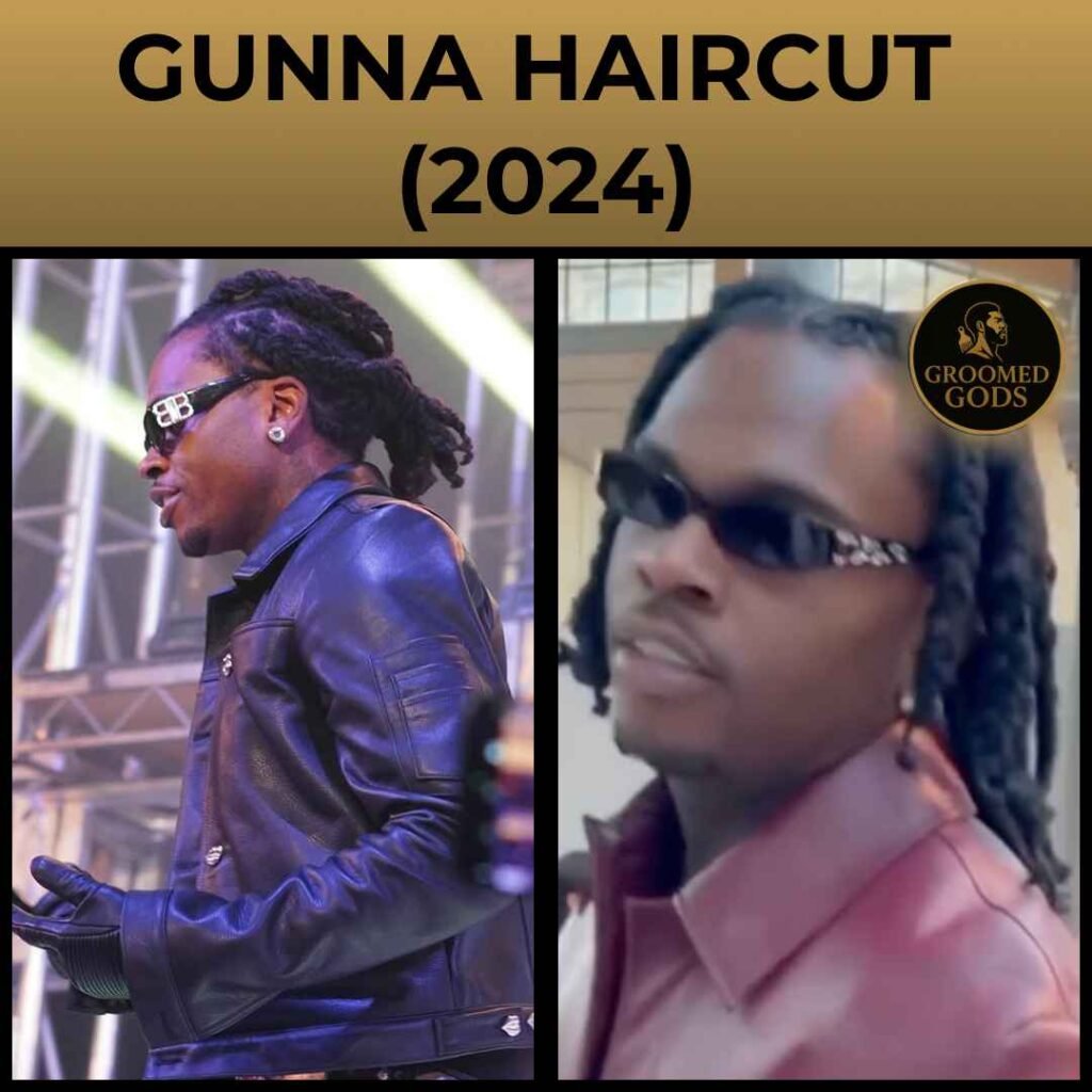 In 2024, he had tied-back barrel twists on the left side and side-parted braid dreads on the right.