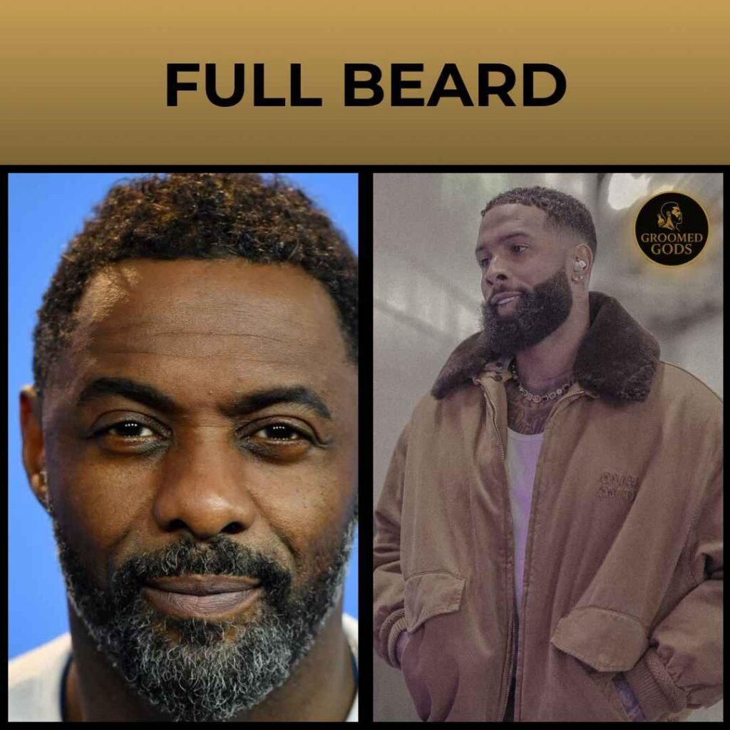 Full beard style on Black men showing a mature, well-groomed beard with natural density