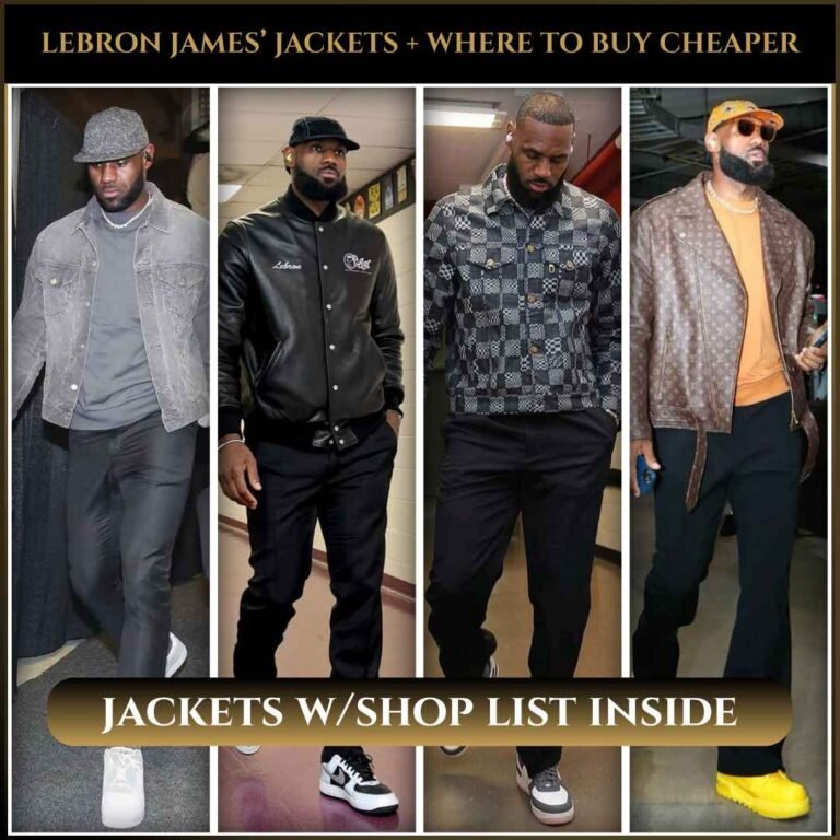 LeBron James wearing different jacket styles with cheaper alternatives