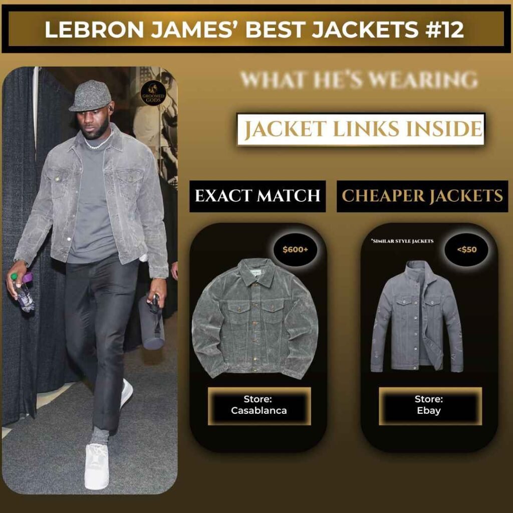 LeBron James wearing a grey jacket