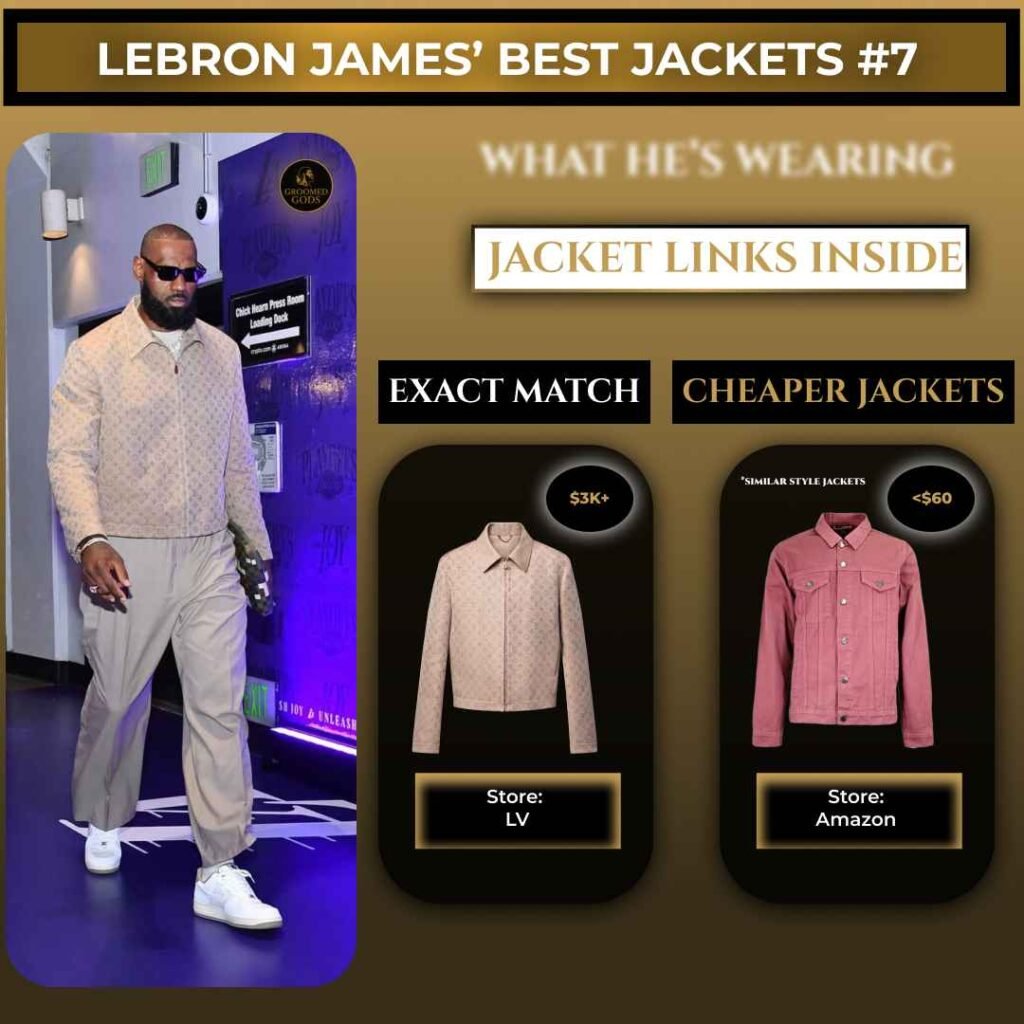 LeBron James wearing a light designer jacket with cheaper alternatives