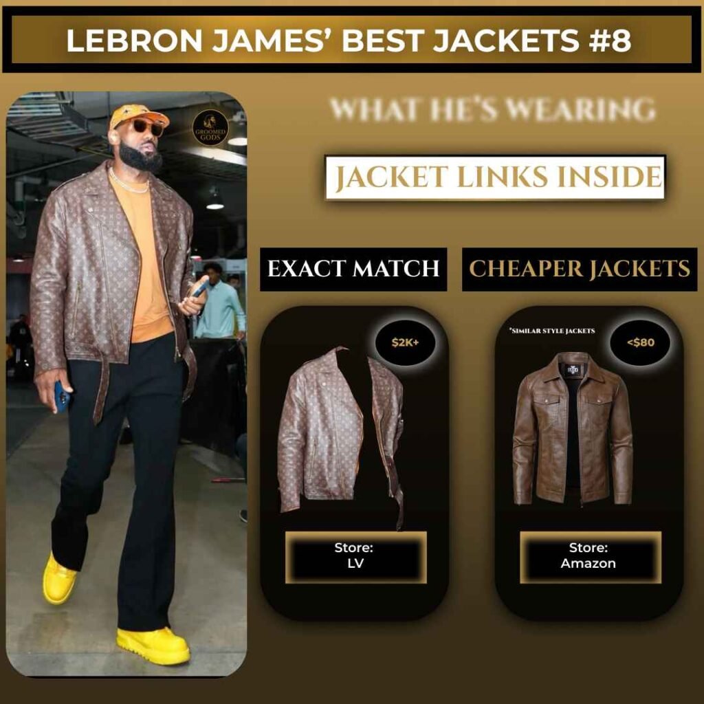 LeBron James wearing a brown patterned jacket with cheaper alternatives