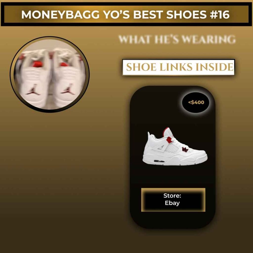 Moneybagg Yo wearing Air Jordan 4 Retro Red Metallic sneakers