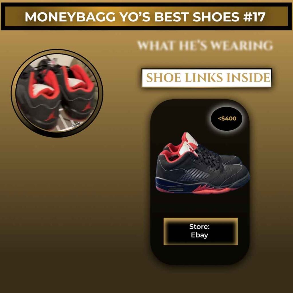 Moneybagg Yo wearing Air Jordan 5 Retro Low Alternate 90 sneakers