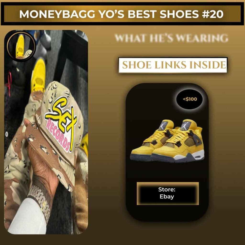 Moneybagg Yo wearing Air Jordan 4 Retro Lightning sneakers