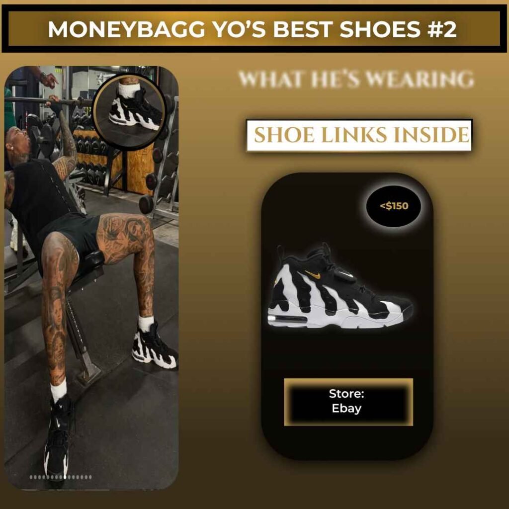 Moneybagg Yo wearing Nike Air DT Max ’96 sneakers in black and white