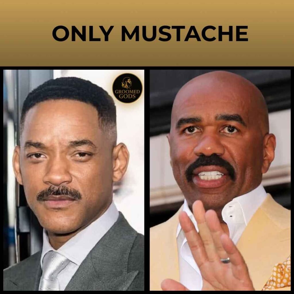 Only mustache style on Black men with clean shave and classic grooming look