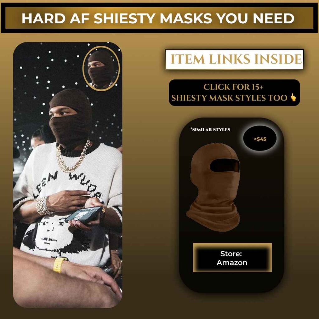 Lil Baby wearing a brown shiesty mask
