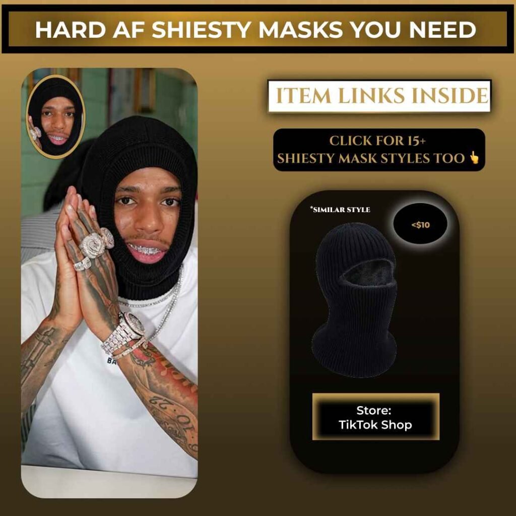 NLE Choppa wearing a black shiesty mask