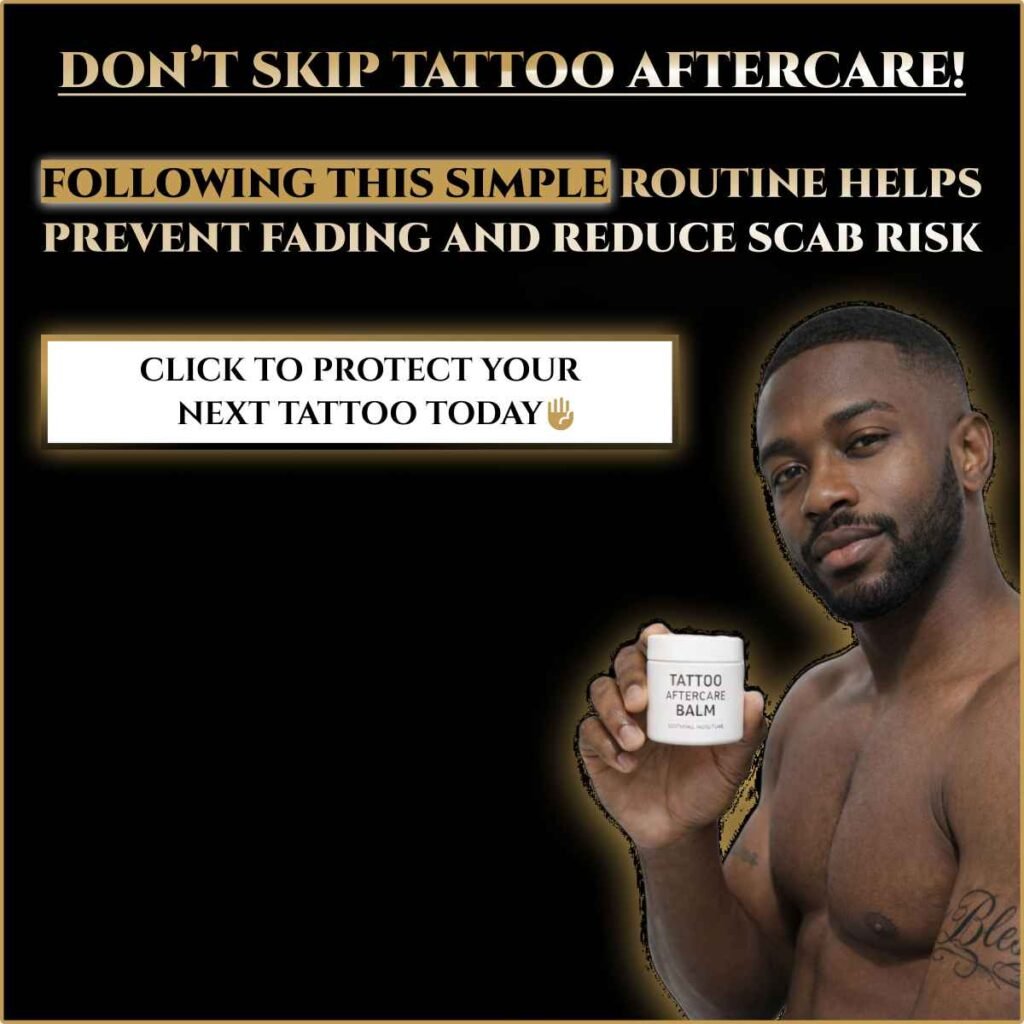 Black man holding tattoo aftercare balm to promote proper tattoo healing and aftercare routine