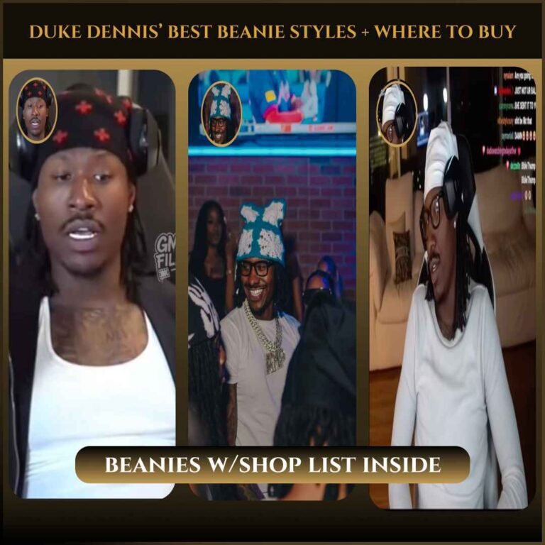 Duke Dennis wearing fitted beanie and skull cap styles during livestreams