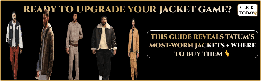 Jayson Tatum wearing different jacket styles, showcasing his most-worn jackets and where to buy similar looks for less