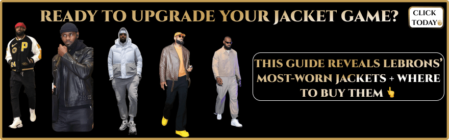 LeBron James wearing multiple jacket styles featured in a jacket style guide banner